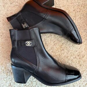 Black Leather Ankle Booties size 37 never worn sold as is
